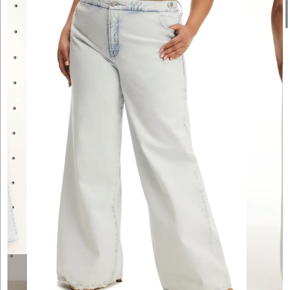 Good American good waist palazzo wide leg jeans light wash women’s 16